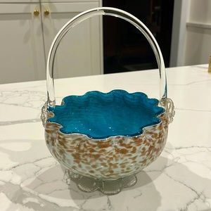 Murano Fratelli Toso glass basket